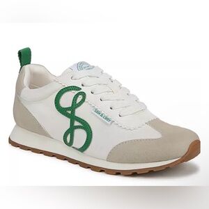 Women's White and Green Sneakers